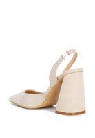 Women's rhinestone embellished heel sandals in beige for elegant occasions