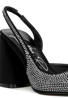 Black rhinestone embellished heel sandals for elegant occasions