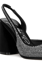 Black rhinestone embellished heel sandals for elegant occasions