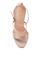 Elegant beige satin ball heel shoes with stylish ankle straps for women