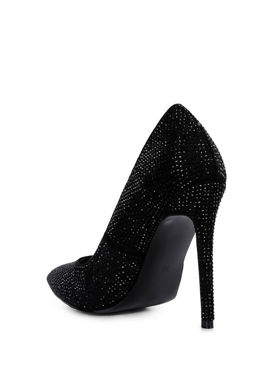 Black heat-seal court heels for women, perfect for formal occasions