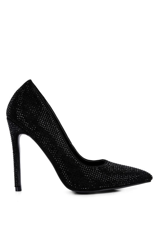 Black heat-seal court heels for women, stylish and elegant