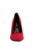 red heat-seal court heels for women with sparkling details