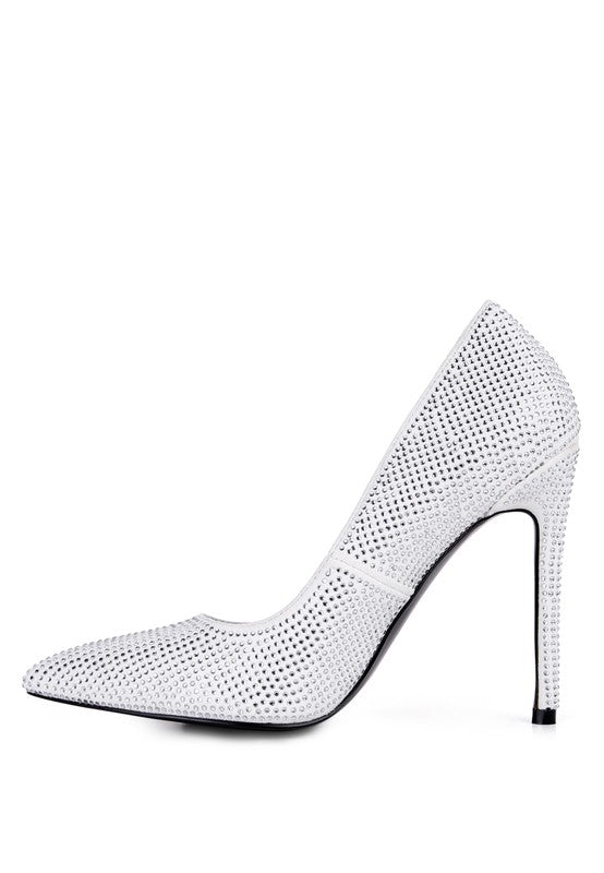 White heat-seal court heels for women, stylish and elegant for special occasions