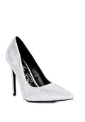 Rag Company heat-seal court heels for women in white with sparkling detail