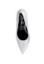 Rag Company heat-seal court heels for women in white with sparkly design