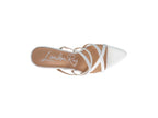 Women's white neon animal print high heel sandals with stylish cross straps