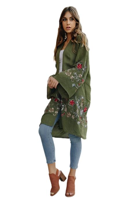 Women's Shirts Long Floral Kimono Cardigan