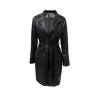 Stylish SHOMICOBOUTIQUE long leather coat for men with a belted waist and classic collar
