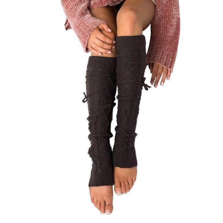 Aili's Corner long leg warmers fashion in dark color, perfect for stylish layering and warmth