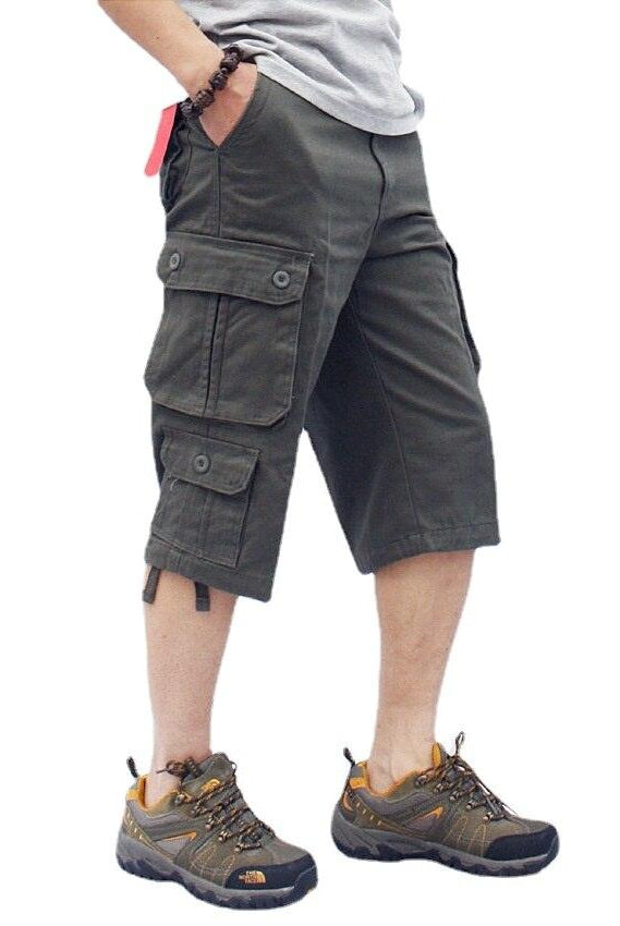 Men's Shorts Long Length Cargo Pocket Shorts For Men Summer Casual Shorts