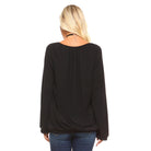 Ivory Felix long sleeve black top for women featuring a relaxed fit and back tie detail