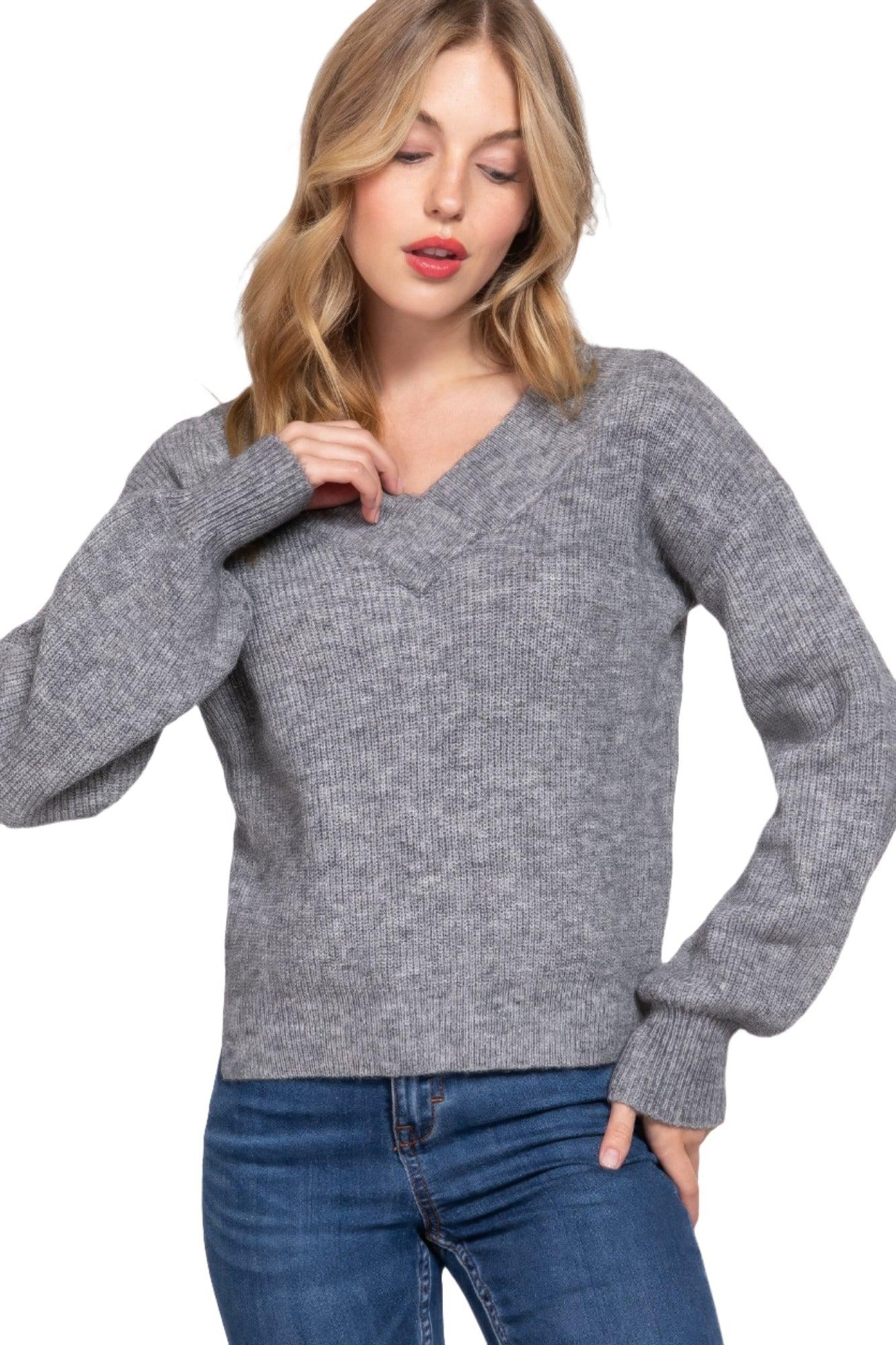 Women's Sweaters Long Sleeve Double V-neck Sweater