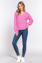 Women's Sweaters Long Sleeve Double V-neck Sweater