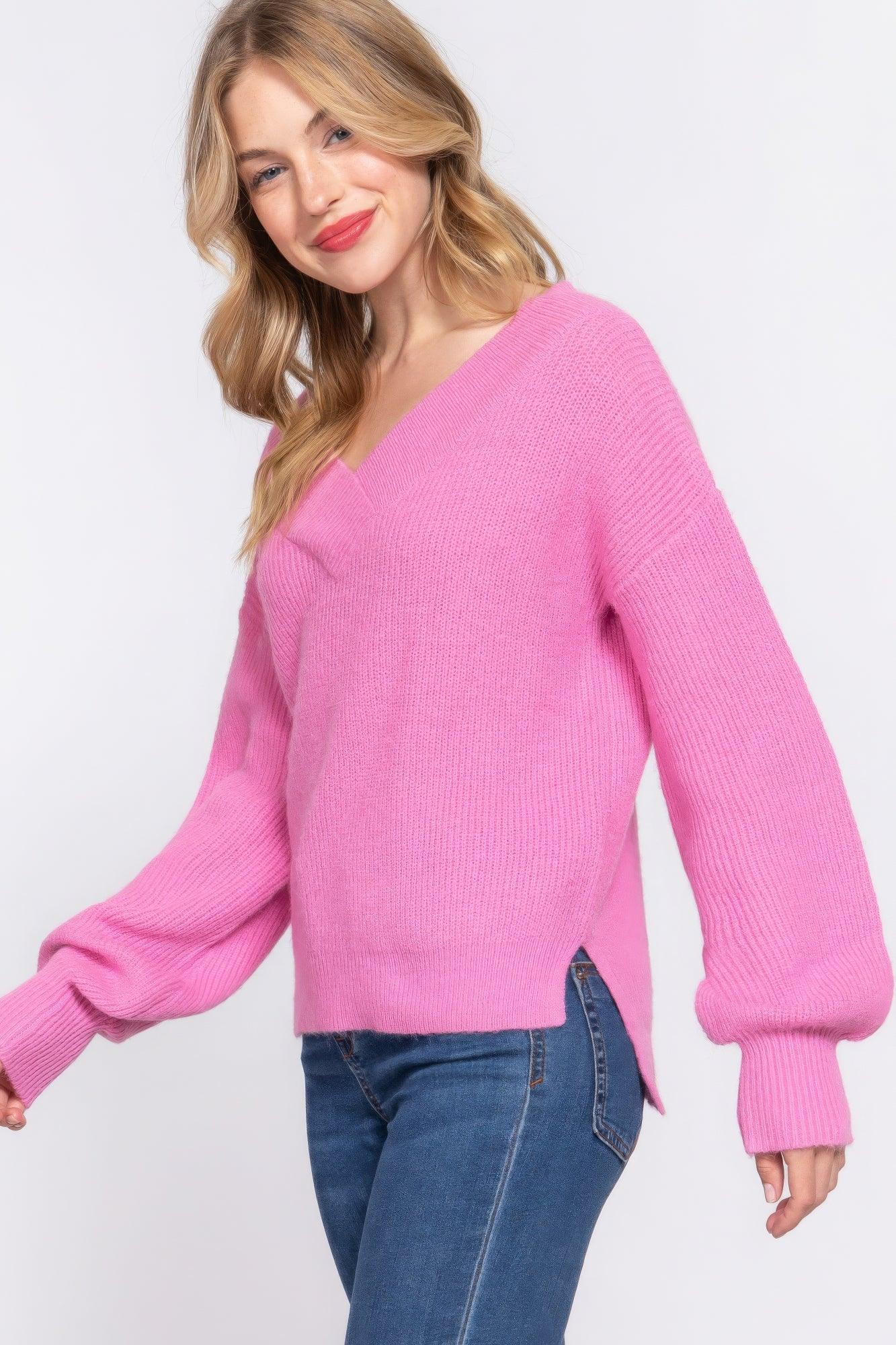 Women's Sweaters Long Sleeve Double V-neck Sweater