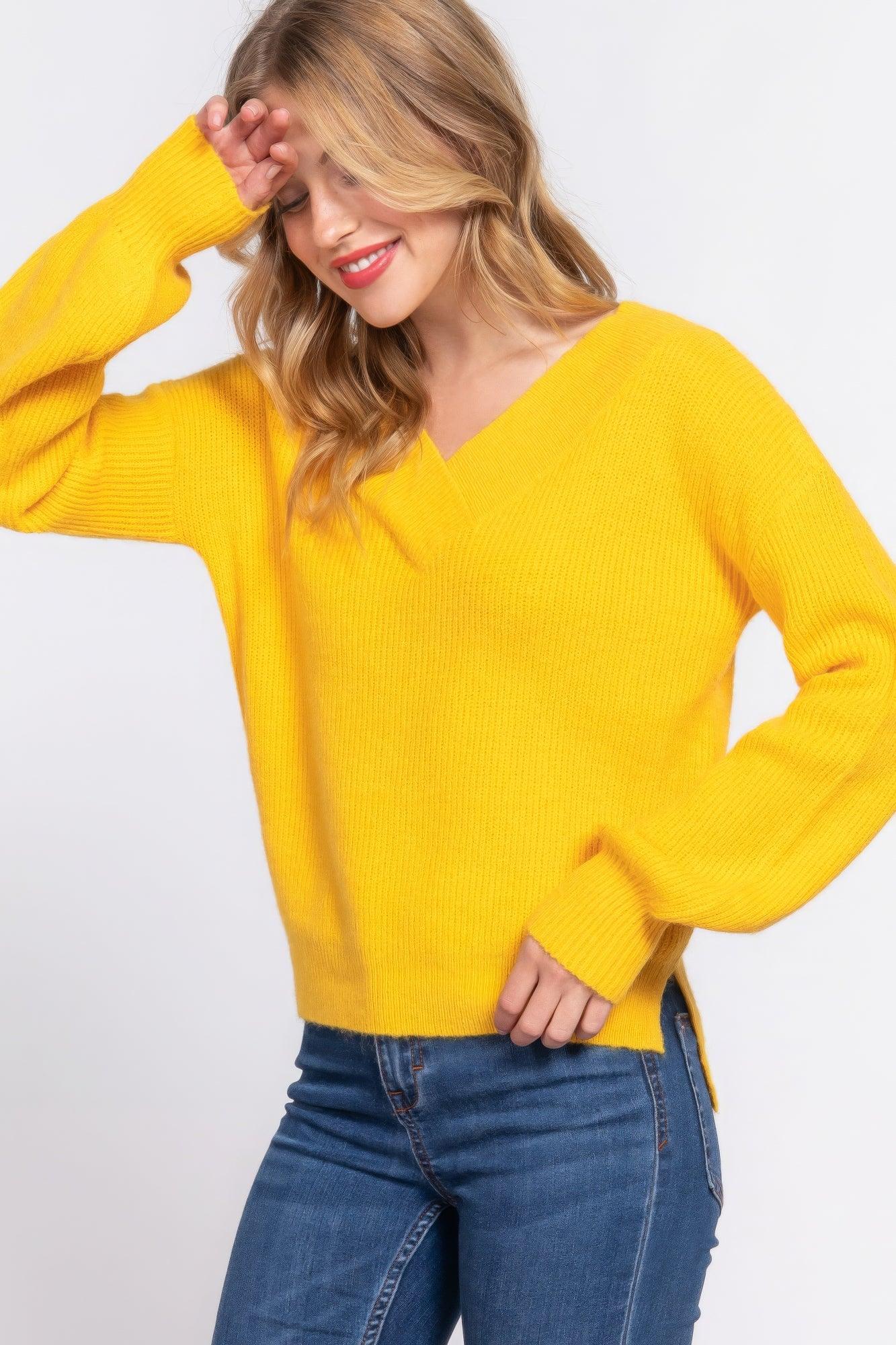 Women's Sweaters Long Sleeve Double V-neck Sweater