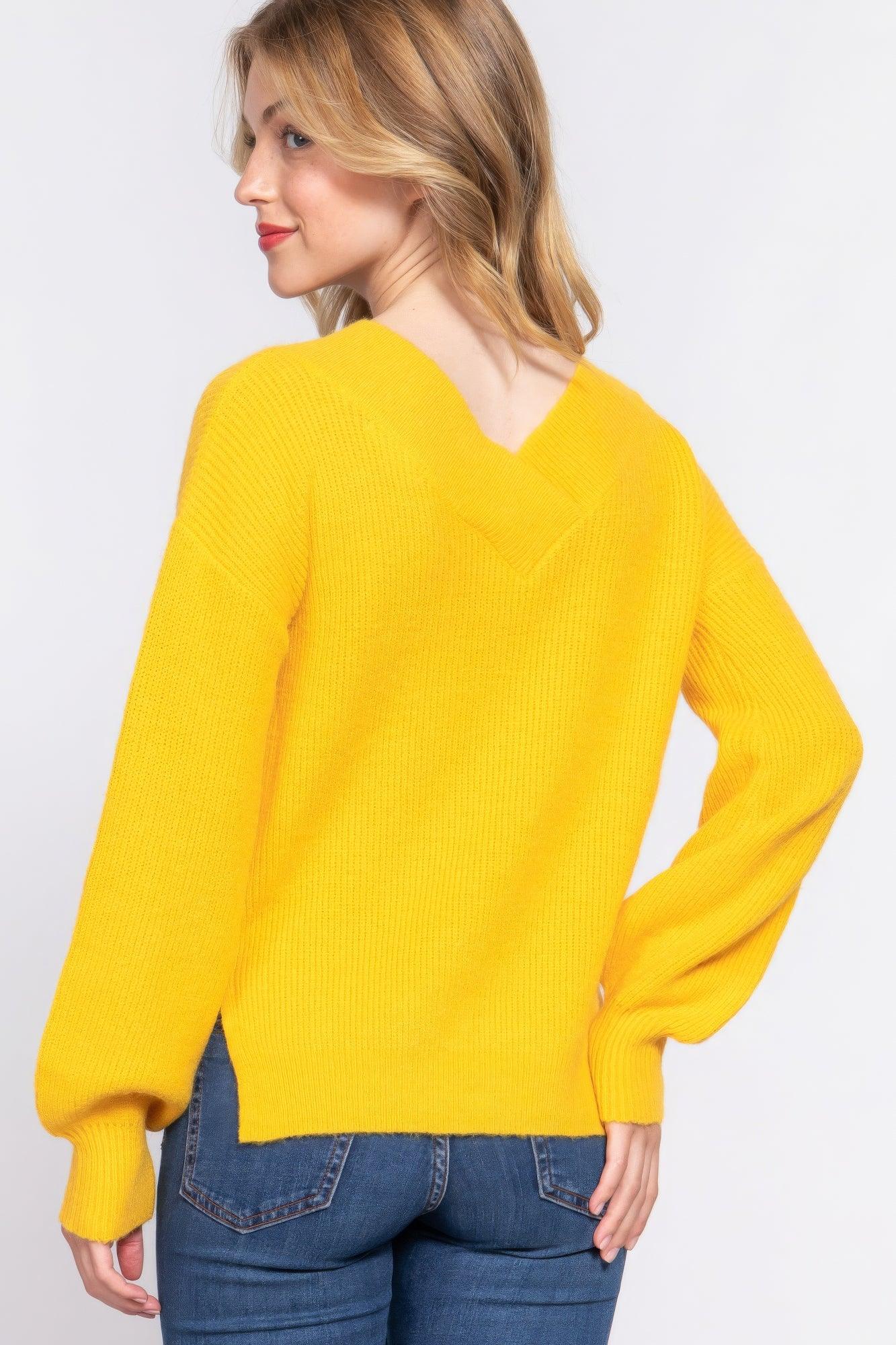 Women's Sweaters Long Sleeve Double V-neck Sweater