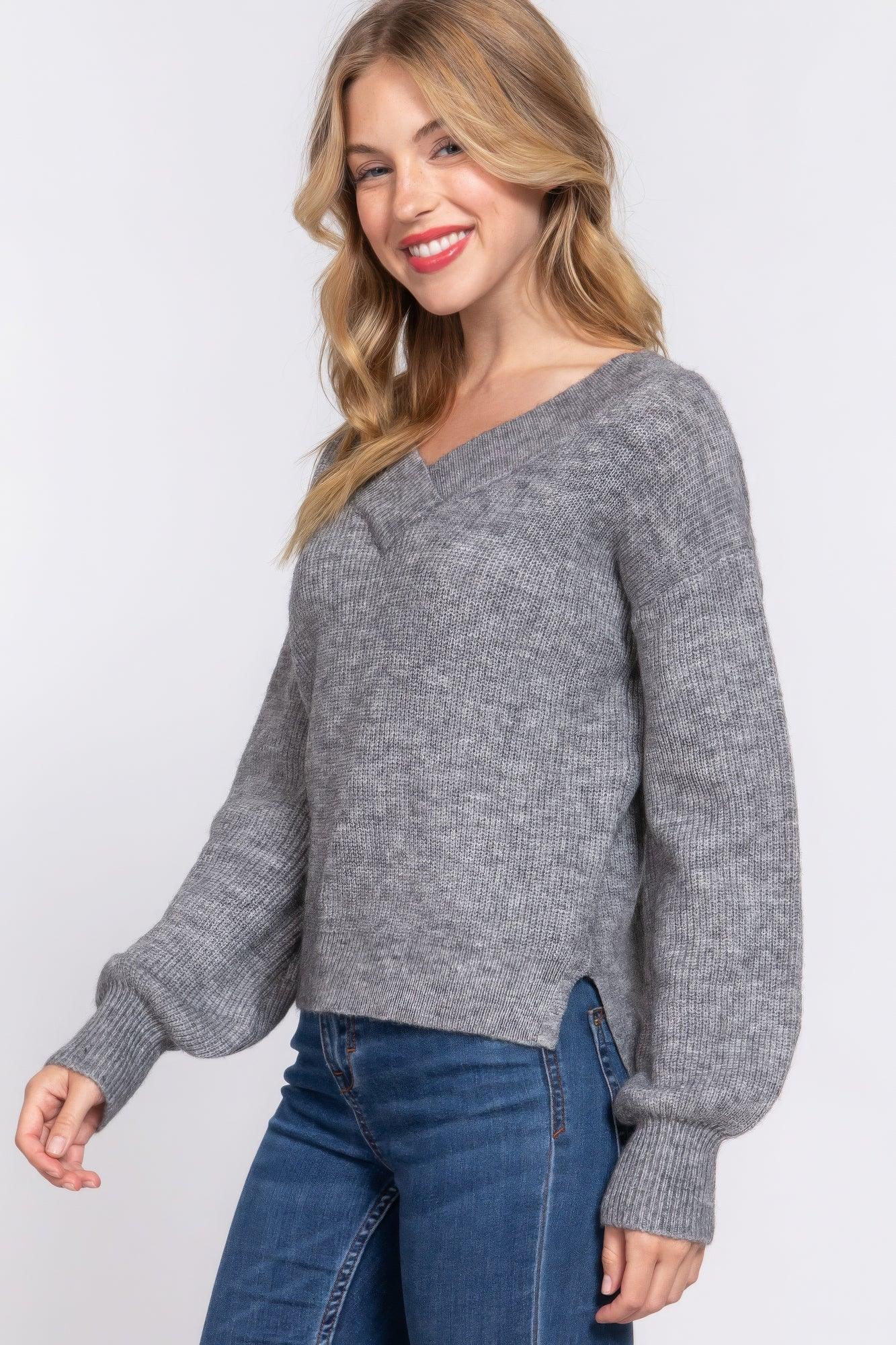 Women's Sweaters Long Sleeve Double V-neck Sweater