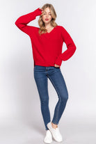 Women's Sweaters Long Sleeve Double V-neck Sweater