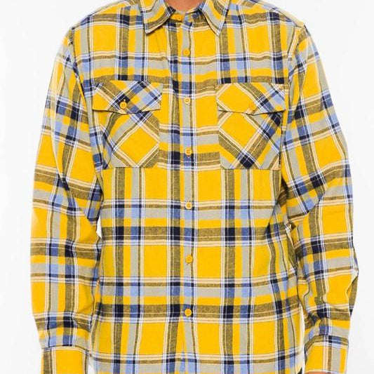 Men's Shirts - Flannels Long Sleeve Flannel Full Plaid Checkered Shirt