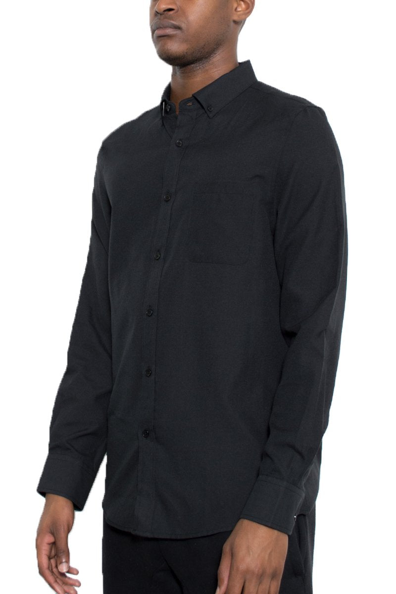 Lime Milo men's black long sleeve shirt, perfect for casual or formal wear