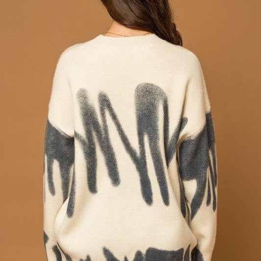 Women's Sweaters Long Sleeve Spray Print Sweater