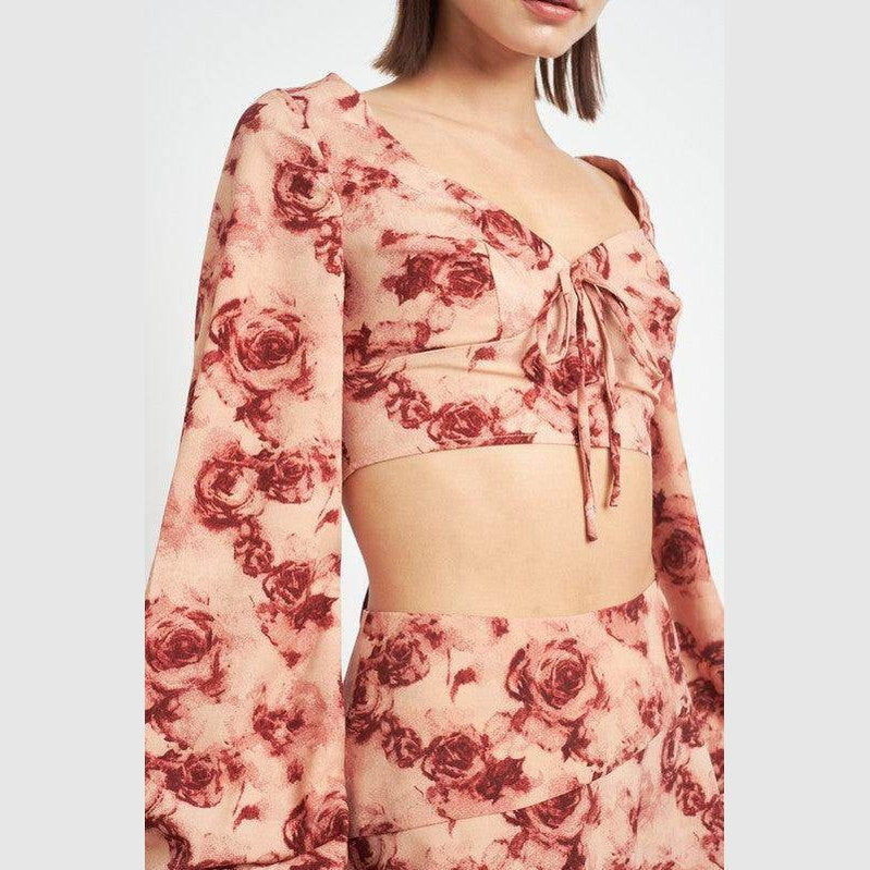 Long Sleeve Sweetheart Cropped Top - VacationGrabs