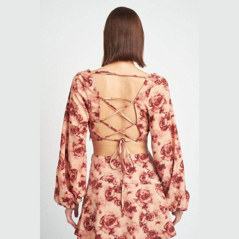 Long Sleeve Sweetheart Cropped Top - VacationGrabs