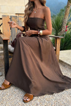 Women's brown long sleeveless dress, perfect for summer events