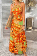 Women's colorful long sleeveless dress, perfect for summer outings