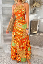 Women's colorful long sleeveless dress, perfect for summer outings
