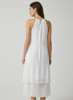 White long sleeveless dress, lightweight fabric, perfect for summer outings