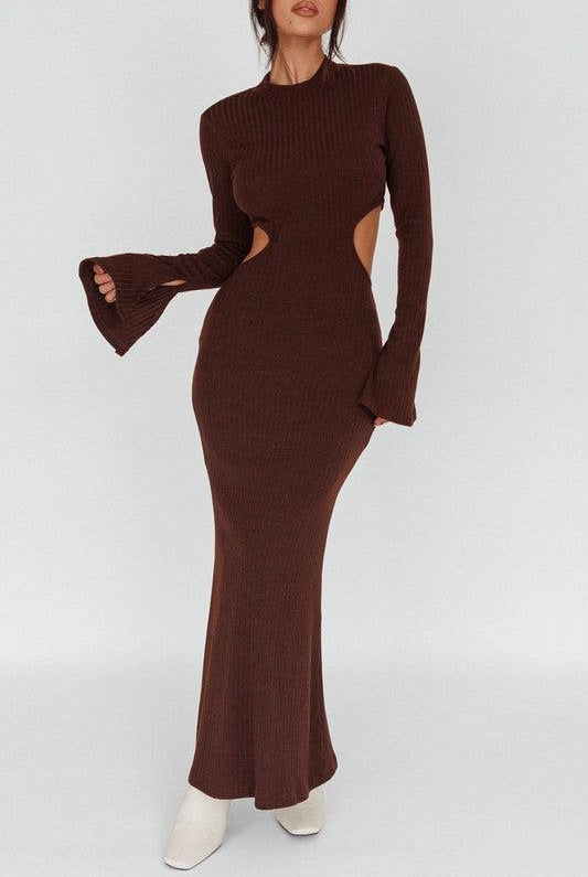 Women's Dresses Long Sleeves With Flared Cuffs Knit Maxi Dress
