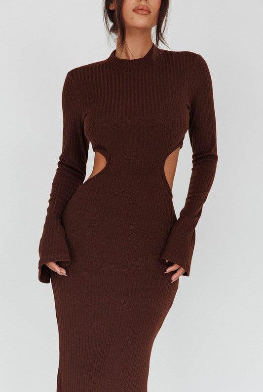 Women's Dresses Long Sleeves With Flared Cuffs Knit Maxi Dress