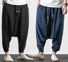 Loose fit men's vacation pants in black and navy with drawstring waist for comfort and style