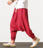 Lightweight loose fit mens vacation pants in red, perfect for relaxed summer outings