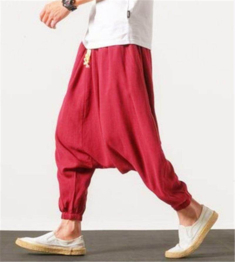 Lightweight loose fit mens vacation pants in red, perfect for relaxed summer outings