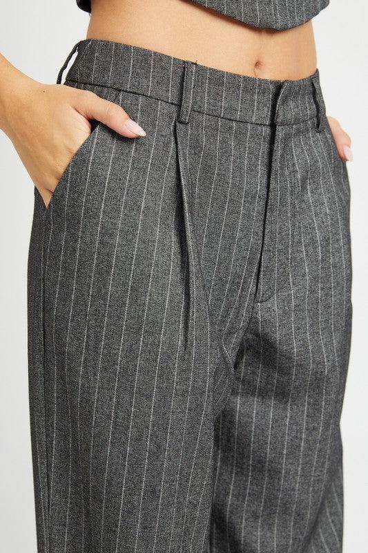 Loose Fit Pinstripe Pants - VacationGrabs