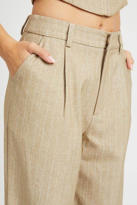 Loose Fit Pinstripe Pants - VacationGrabs