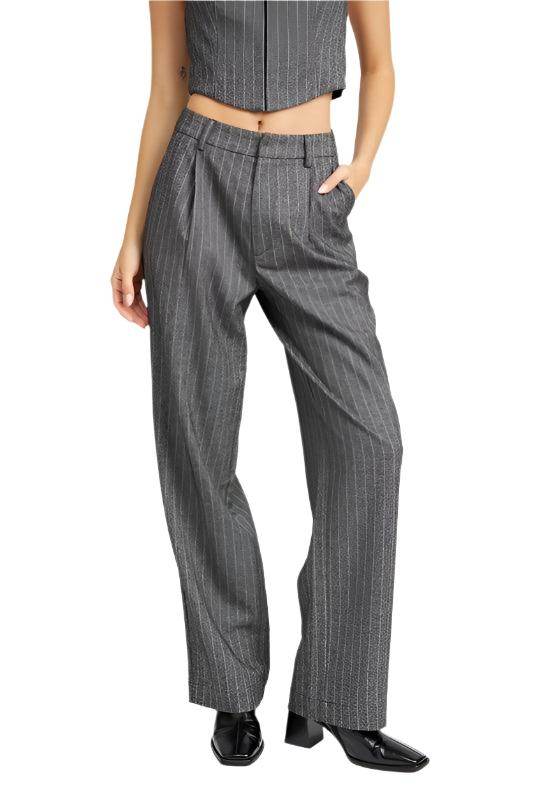 Loose Fit Pinstripe Pants - VacationGrabs