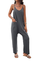 VacationGrabs loose sleeveless jumpsuit for women in gray with side pockets and a relaxed fit