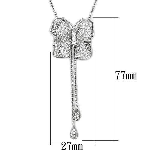 Women's Jewelry - Necklaces LOS608 - Silver 925 Sterling Silver Necklace with AAA Grade CZ in Clear