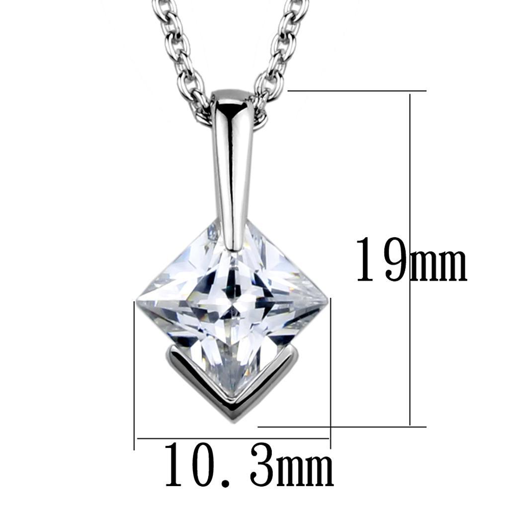 Women's Jewelry - Necklaces LOS849 - Rhodium 925 Sterling Silver Necklace with AAA Grade CZ in Clear