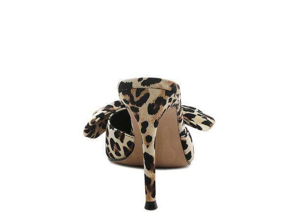 Rag Company bow tie high heel shoes with leopard print and stylish stiletto heel