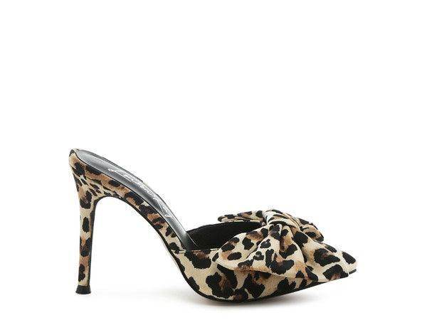 Leopard print bow tie high heel shoes for elegant and stylish occasions