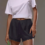 Men's black lounge shorts, lightweight fabric for casual wear