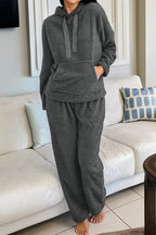 Women's gray loungewear set, soft fleece for cozy relaxation