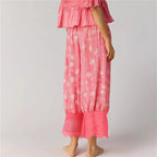 Women's pink loungewear set with floral design for relaxed comfort