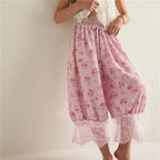 Women's pink floral loungewear set, soft fabric for relaxing at home