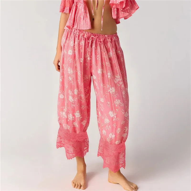 Pink floral loungewear set in lightweight fabric for summer comfort
